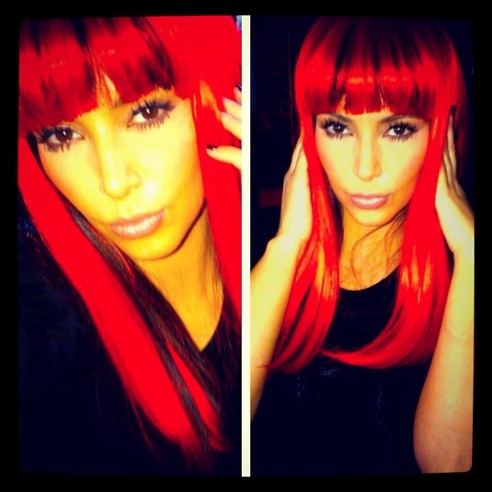 Kim Kardashian Red Head Wig Instagram