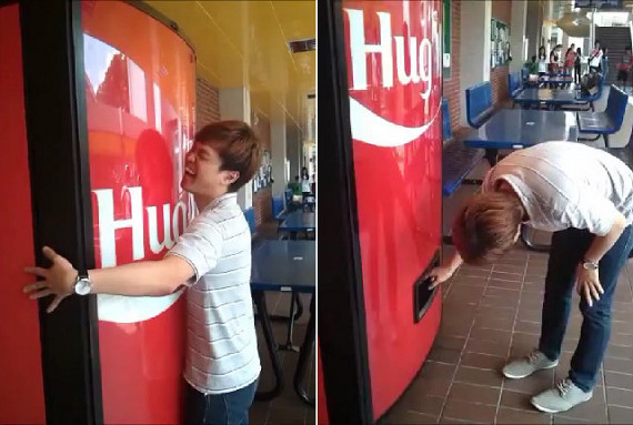 Coke’s ‘Hug Me’ Machine Dispenses Free Soda